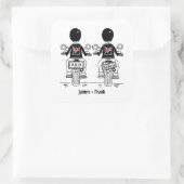 Sticker Carré Mariage motocyclette Grooms (Sac)