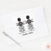 Sticker Carré Mariage motocyclette Grooms (Enveloppe)