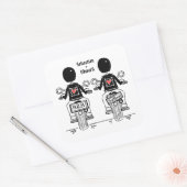 Sticker Carré Mariage motocyclette Grooms (Enveloppe)