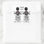 Sticker Carré Mariage motocyclette Grooms (Sac)