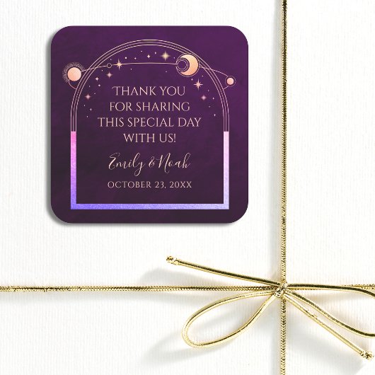 Sticker Carré Mariage mystique arc-en-ciel Plum profond Sun Moon