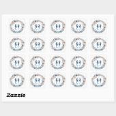 Sticker Carré Mariage nautique Aquarelle Bleue Cheval de mer (Feuille)