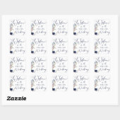 Sticker Carré Mariage nautique Floral Ancre Marine Bleu BIENVENU (Feuille)