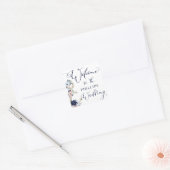 Sticker Carré Mariage nautique Floral Ancre Marine Bleu BIENVENU (Enveloppe)