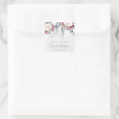 Sticker Carré Mariage naval sous-marin crabe Rouge Navy (Sac)