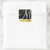 Sticker Carré Mariage noir Faux Gold Faux Monogramme (Sac)