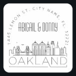 Sticker Carré Mariage Oakland | Sceau d'enveloppe préadressé<br><div class="desc">Gagnez du temps et faites une impression en envoyant vos invitations de mariage. Ces autocollants d'enveloppe pré-adressés se présentent dans un style élégant mais moderne décoré et présentent une illustration de la ville d'Oakland et de son horizon unique. Les couleurs neutres sont adaptées pour compléter une variété d'invitations de mariage...</div>