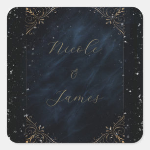 Sticker Carré Mariage Obsidienne Oracle Élégance de Minuit