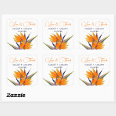 Sticker Carré Mariage Oiseau de Paradis Fleurs Merci (Feuille)