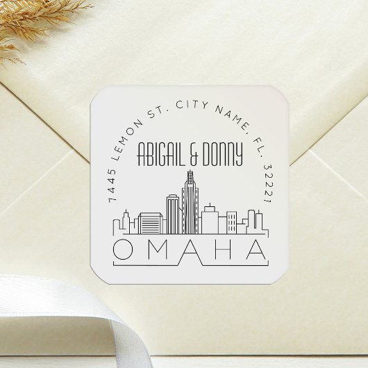Sticker Carré Mariage Omaha | Sceau d'enveloppe préadressé