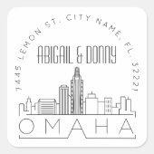 Sticker Carré Mariage Omaha | Sceau d'enveloppe préadressé (Devant)