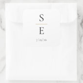 Sticker Carré Mariage or Monogram simple et élégant (Sac)