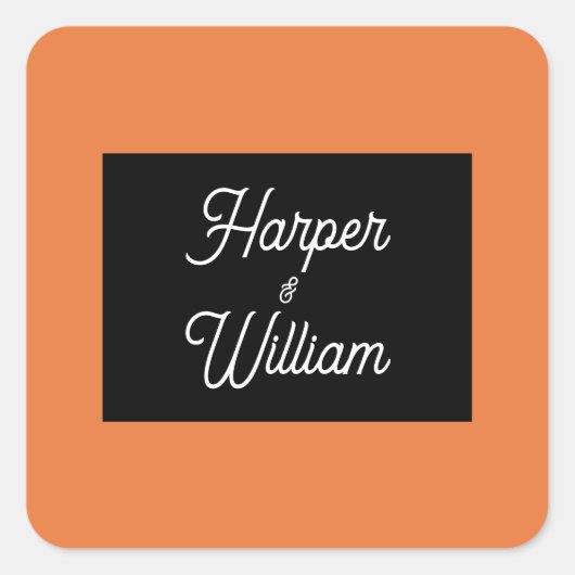 Sticker Carré Mariage orange contemporain (Devant)