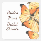 Sticker Carré Mariage papillon monarque orange (Devant)