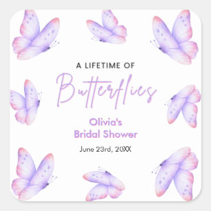 Sticker Carré Mariage papillons à vie Shower Fête de Mariée Viol