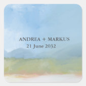 Sticker Carré Mariage Paysage Peint Ciel bleu (Devant)