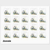 Sticker Carré Mariage paysager Chic Watercolor Pine Forest (Feuille)