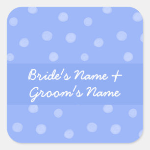 Sticker Carré Mariage Peint points bleu