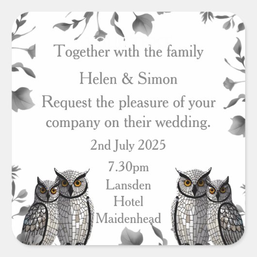 Sticker Carré Mariage personnalisé (Devant)