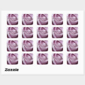 Sticker Carré Mariage personnalisé Rose pourpre doux (Feuille)