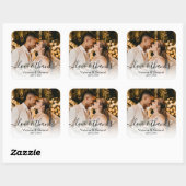 Sticker Carré Mariage Photo Calligraphie Script Photo Merci C (Feuille)