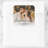 Sticker Carré Mariage Photo Calligraphie Script Photo Merci C (Sac)