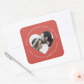 Sticker Carré Mariage photo en forme de coeur Noël rouge chaud (Enveloppe)