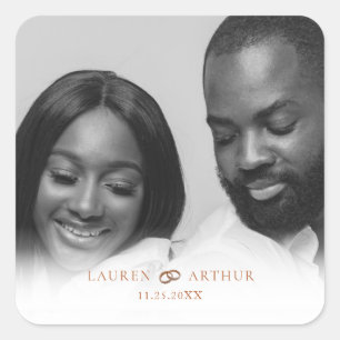 Sticker Carré Mariage photo moderne chic ultra minimaliste Gold