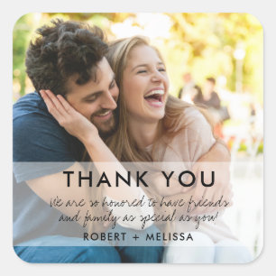 Sticker Carré Mariage photo moderne en couple Merci Favoriser