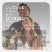 Sticker Carré Mariage photo noir et blanc moderne (Devant)