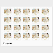 Sticker Carré Mariage Photo Script Merci Favoriser (Feuille)