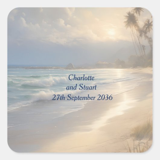 Sticker Carré Mariage plage (Devant)