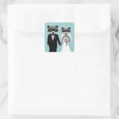 Sticker Carré Mariage Raccoons (Sac)