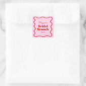 Sticker Carré Mariage Réception Brunch Rose Rouge Bordure Ondulé (Sac)