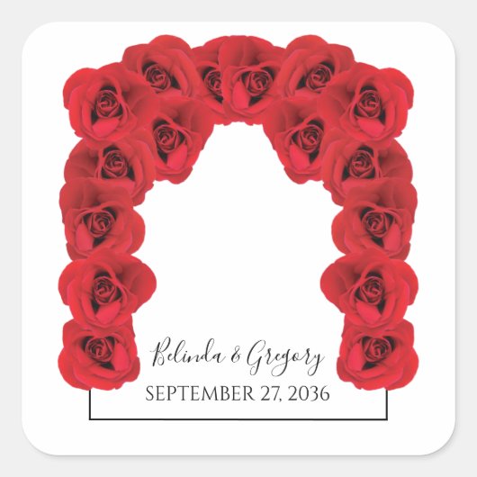 Sticker Carré Mariage Red Roses (Devant)
