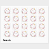 Sticker Carré Mariage remerciement floral mauve romantique (Feuille)