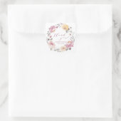 Sticker Carré Mariage remerciement floral mauve romantique (Sac)