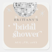 Sticker Carré Mariage rétro disco groovy Shower de mariage  (Devant)