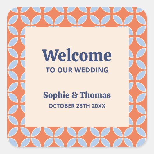 Sticker Carré Mariage rétro du milieu du siècle (Devant)