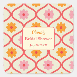 Sticker Carré Mariage rétro floral Ogee milieu du XXe siècle mod
