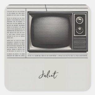 Sticker Carré Mariage Rétro Vintage Journal Ancien Fête de Fille