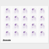 Sticker Carré mariage romantique blanc & violet (Feuille)