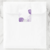 Sticker Carré mariage romantique blanc & violet (Sac)