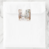 Sticker Carré Mariage romantique en forêt enneigée en hiver (Sac)