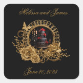 Sticker Carré Mariage Romantique Gothique (Devant)