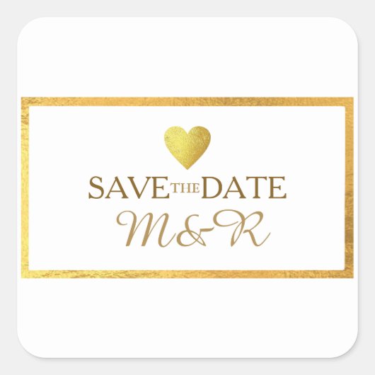 Sticker Carré mariage romantique léger enregistrer la date (Devant)
