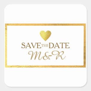 Sticker Carré mariage romantique léger enregistrer la date