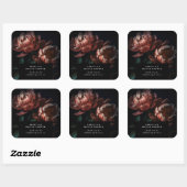 Sticker Carré Mariage Romantique Sombre et Floral Sombre (Feuille)