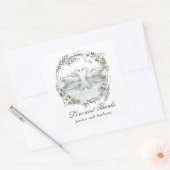 Sticker Carré Mariage romantique Swans Merci (Enveloppe)
