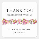 Sticker Carré Mariage rose (Devant)